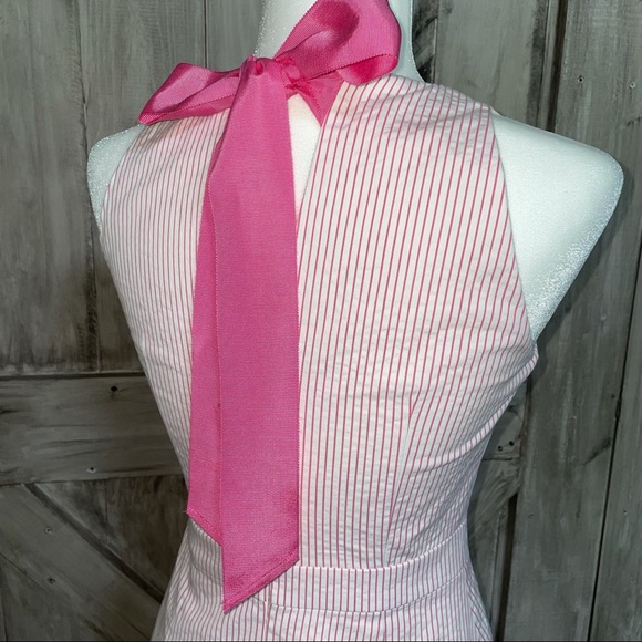J Crew Pink Seersucker Bow Back Keyhole Dress - Picture 3 of 10